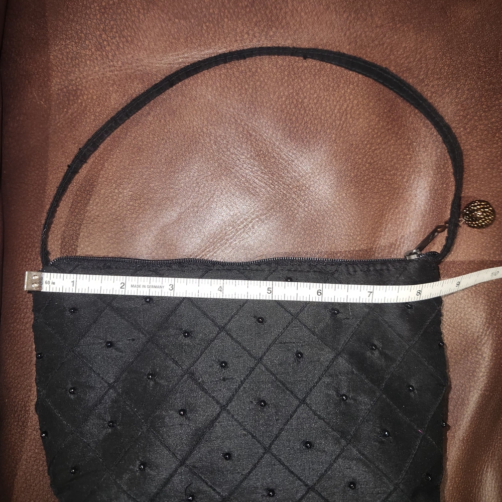 Atenti Chic Black Satin,Quilted‎ And Beaded Bag - Picture 5 of 6